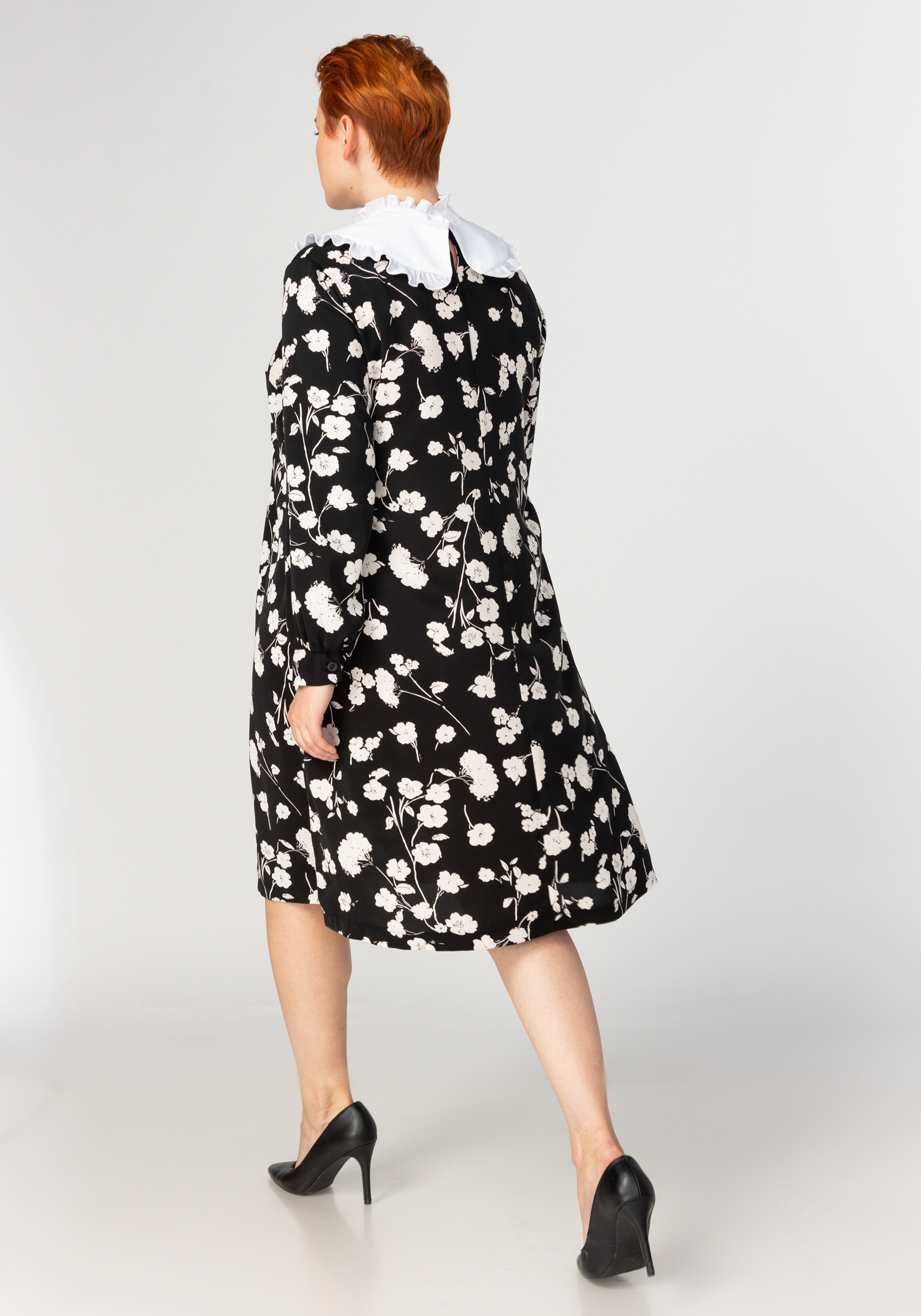 Платье принтованное со съемным воротником Bianka Modeno, размер 52, цвет черный - фото 9