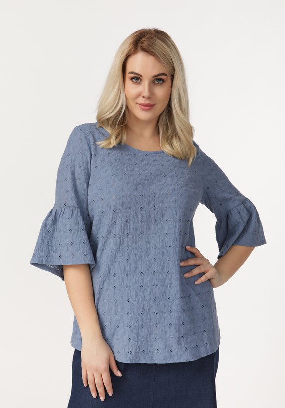 Блуза из шитья с воланом по низу рукава шир.  580, рис. 16