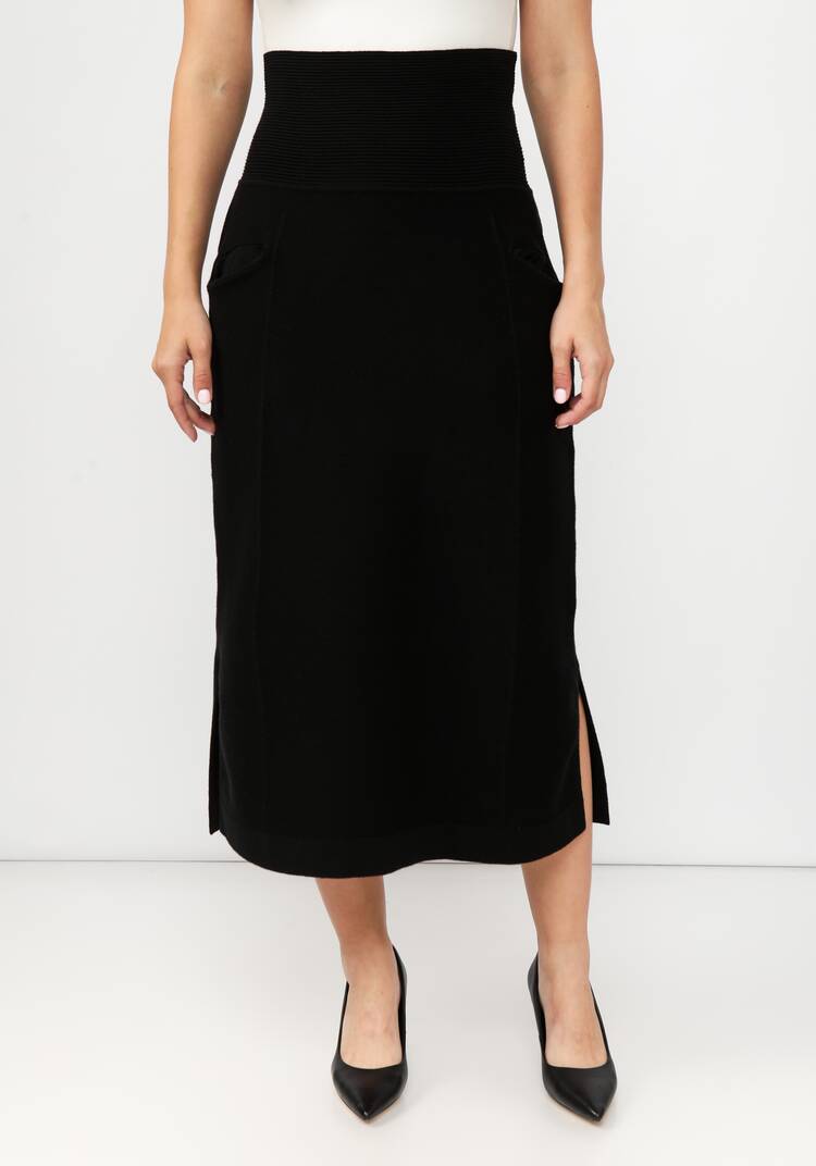 Юбка вязаная с высоким поясом шир.  750, рис. 12