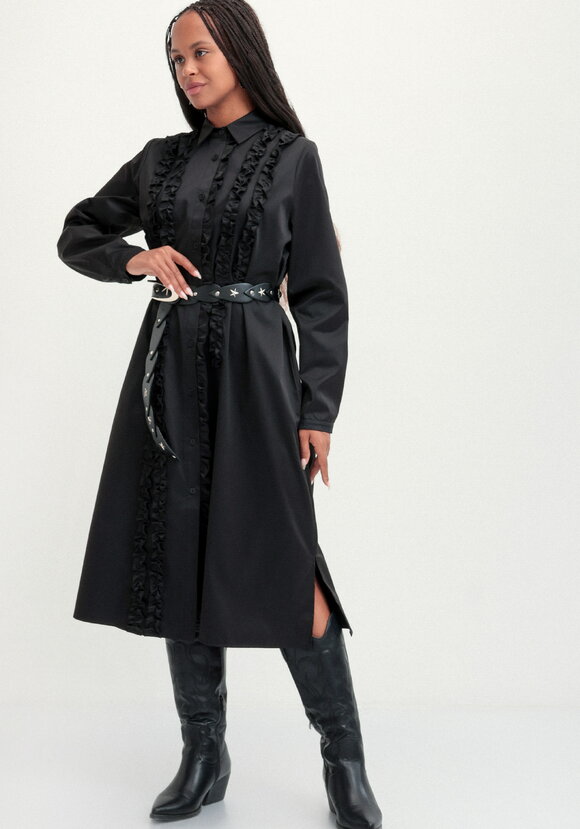 Платье рубашка с рюшей шир.  580, рис. 8