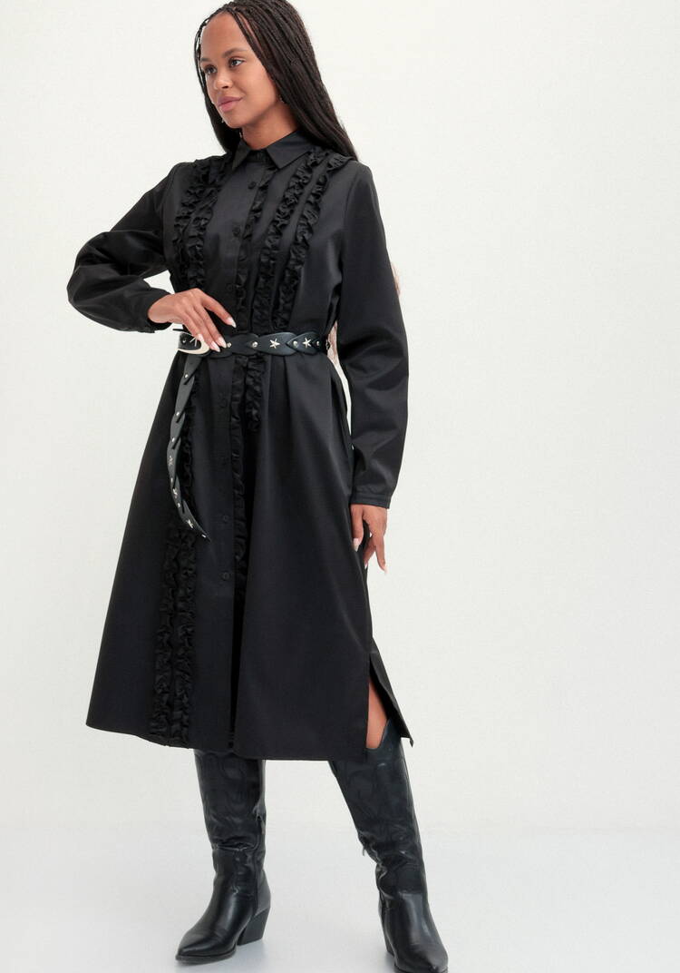 Платье рубашка с рюшей шир.  750, рис. 8