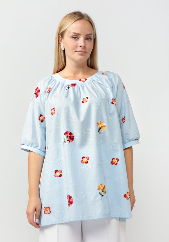Блуза свободного кроя с цветочной вышивкой шир.  580, рис. 25