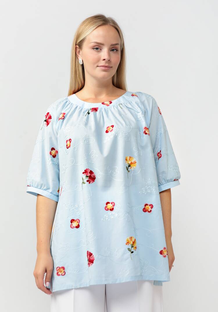 Блуза свободного кроя с цветочной вышивкой шир.  750, рис. 25