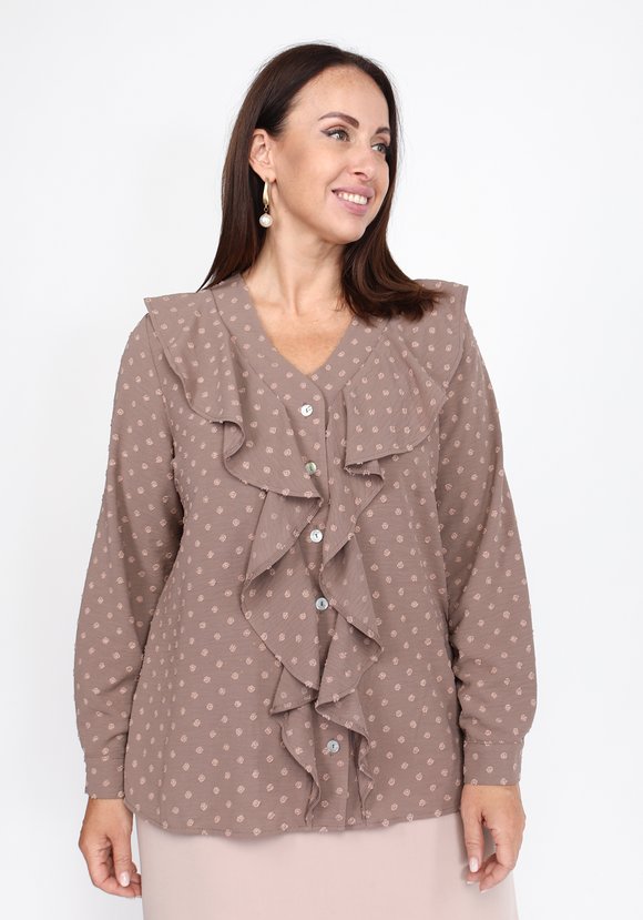 Блуза из фактурной ткани с жабо шир.  580, рис. 2