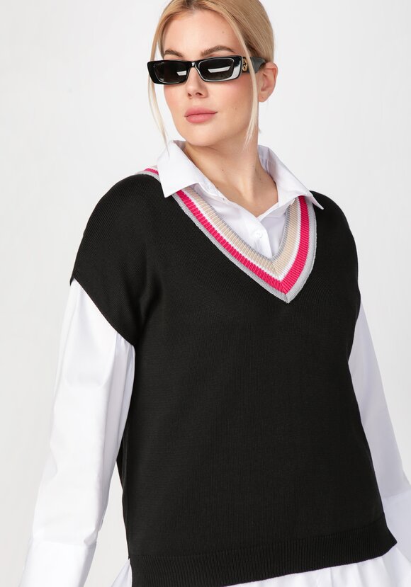 Жилет женский с яркими полосами по V вырезу шир.  580, рис. 4