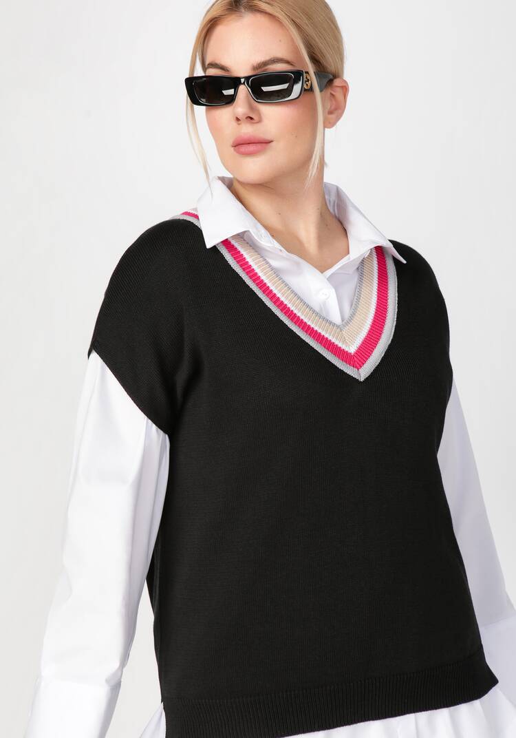 Жилет женский с яркими полосами по V вырезу шир.  750, рис. 4