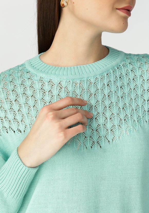 Джемпер женский с ажурной кокеткой шир.  580, рис. 6