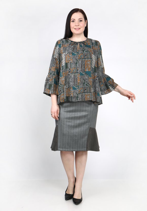 Юбка из эко-замши с воланом шир.  580, рис. 12