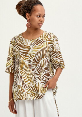 Блуза свободная с коротким рукавом и принтом