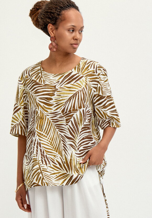 Блуза свободная с коротким рукавом и принтом шир.  580, рис. 1