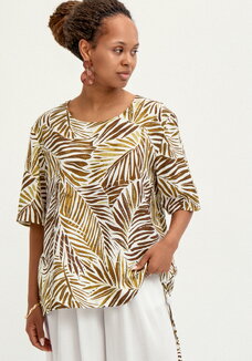 Блуза свободная с коротким рукавом и принтом