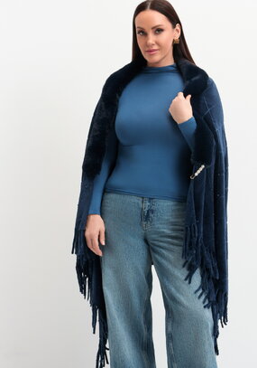 Накидка-палантин с жемчугом и булавкой