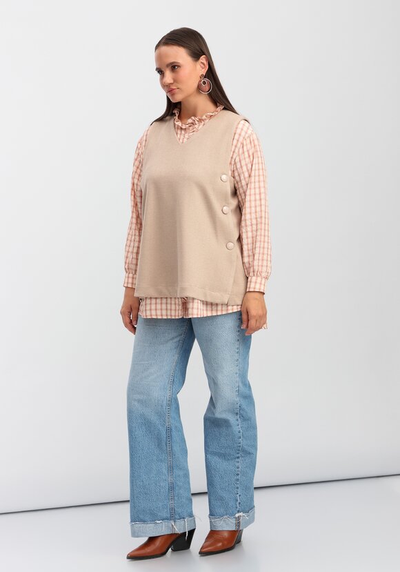 Жилет А-силуэта с дизайнерской застёжкой шир.  580, рис. 7