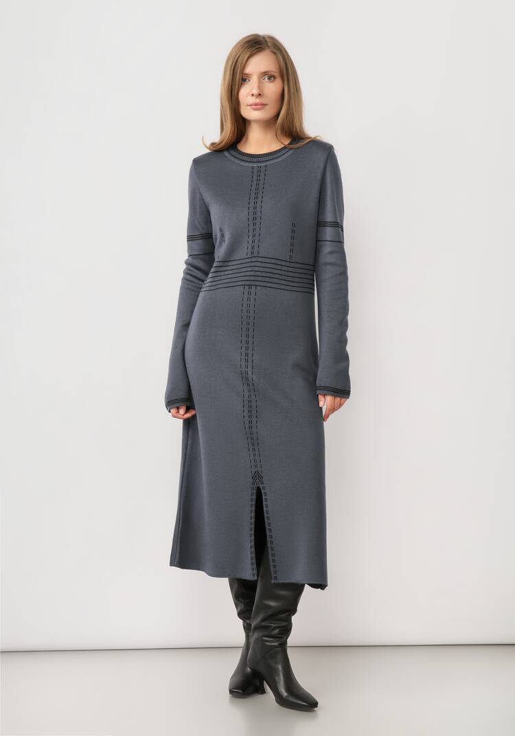 Платье миди с длинным рукавом и разрезом шир.  750, рис. 11