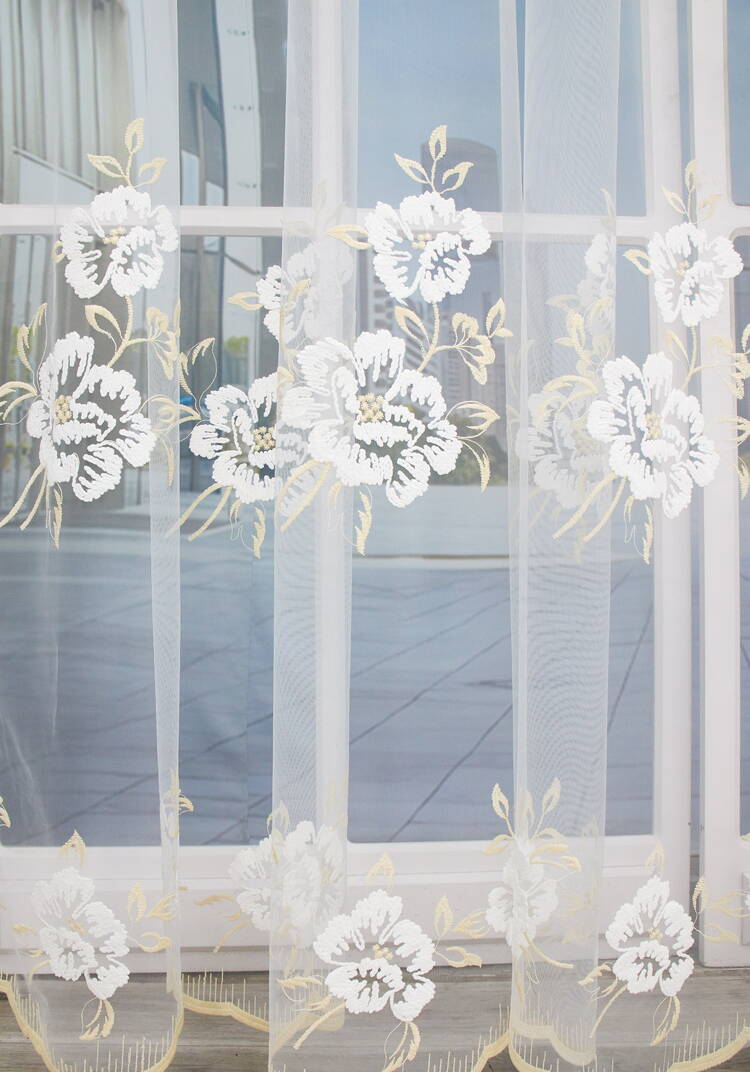 Тюль с вышивкой Белый цветок шир.  750, рис. 8