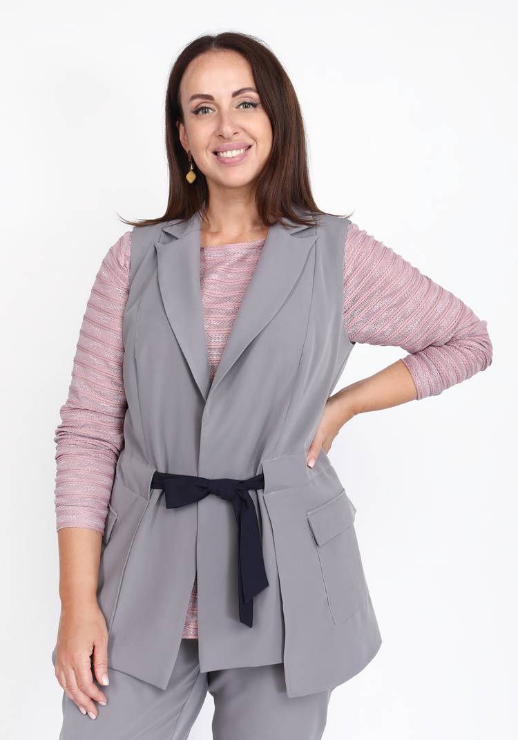 Жилет с карманами однотонный шир.  750, рис. 5