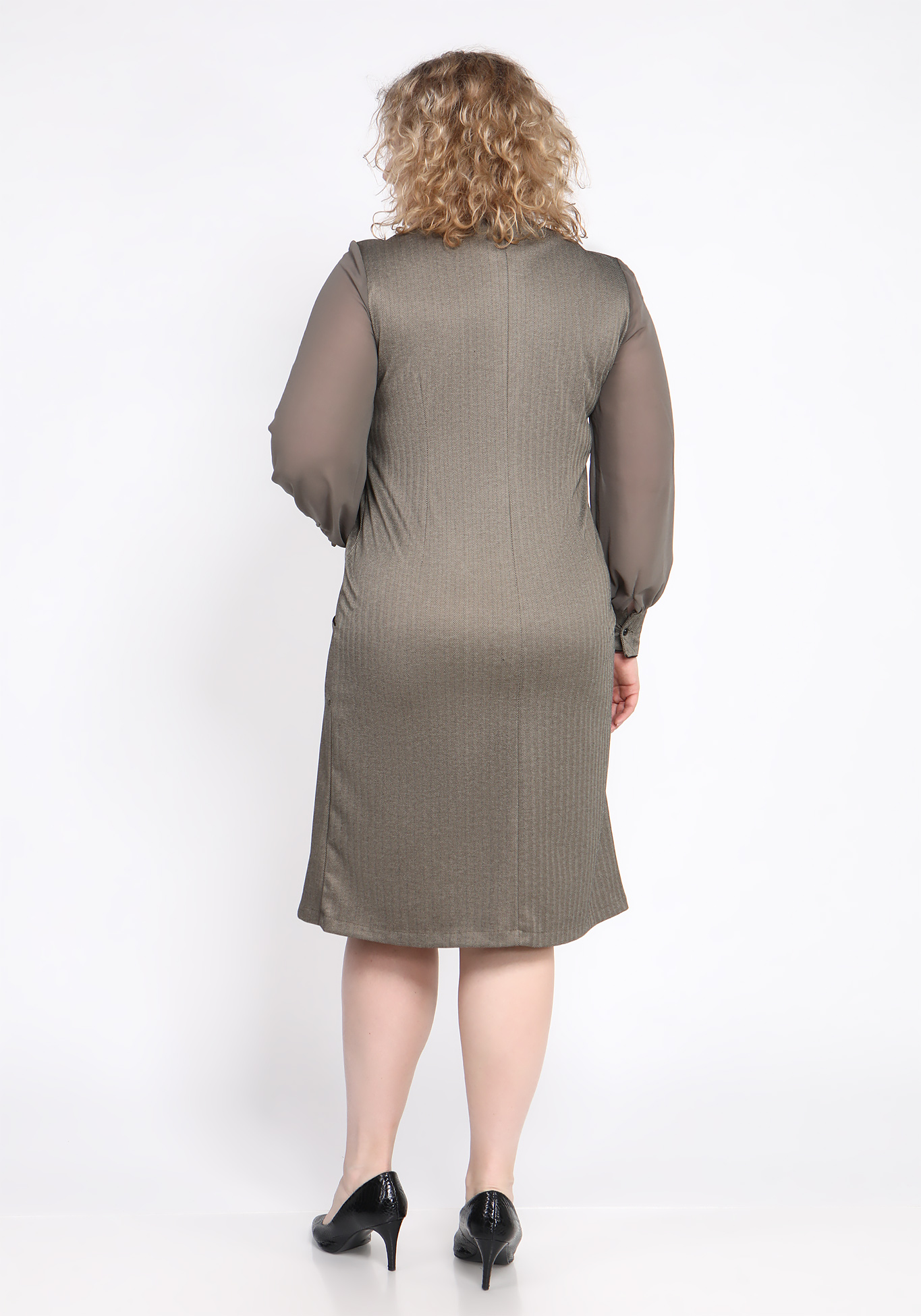 Платье с шифоновым рукавом Vivienne Mare, размер 48, цвет кофейный - фото 3