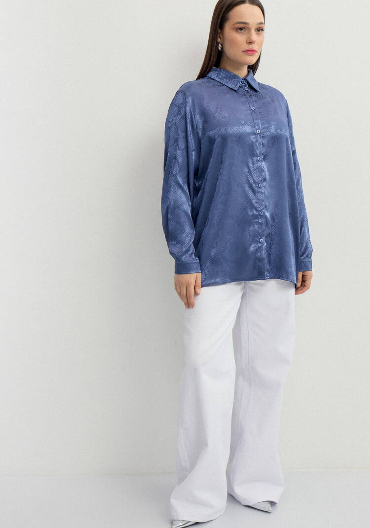 Блуза из шелка со змеиным принтом шир.  750, рис. 13