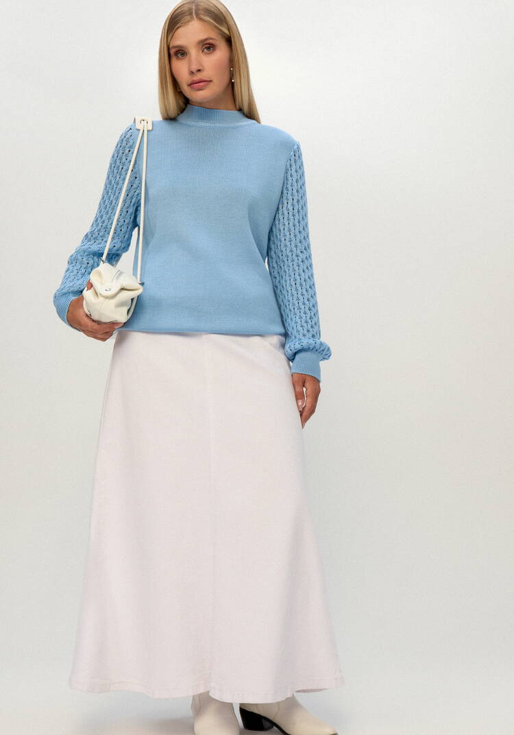 Джемпер с ажурными рукавами объемной вязки шир.  750, рис. 30