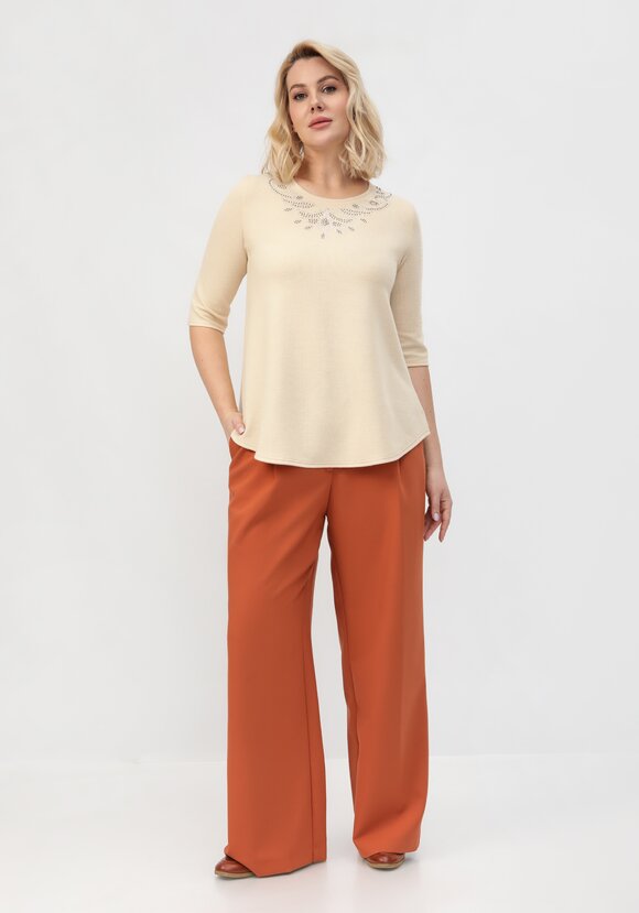 Блуза с декором из страз по горловине шир.  580, рис. 13