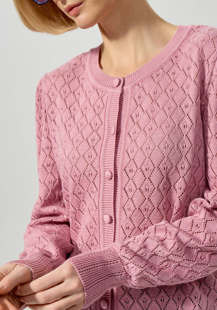 Кардиган ажурный с обтянутыми пуговицами шир.  750, рис. 20