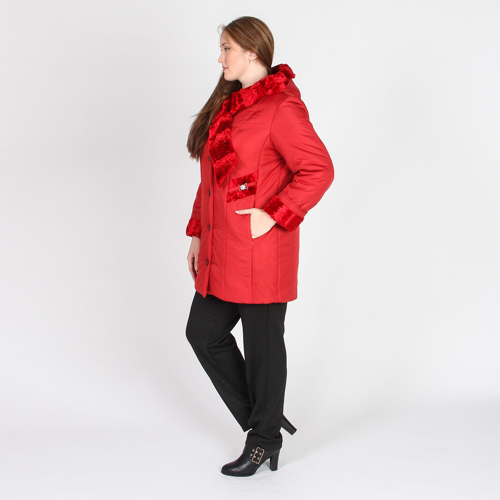 Куртка с декоративными вставками Mio Imperatrice, размер 60, цвет красный - фото 4