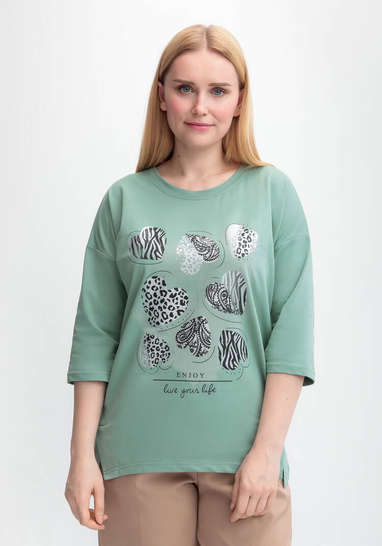 Блуза с принтом Сердца шир.  750, рис. 34