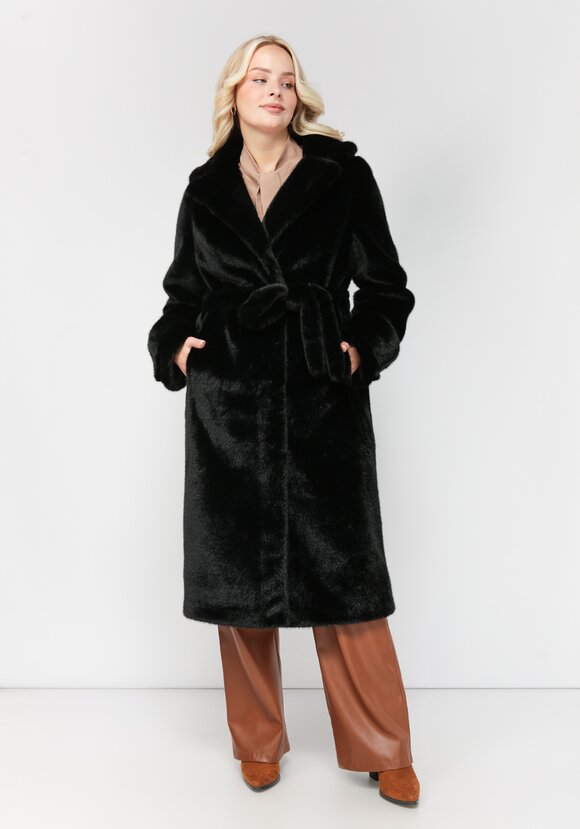 Пальто из искусственного меха с поясом шир.  580, рис. 18