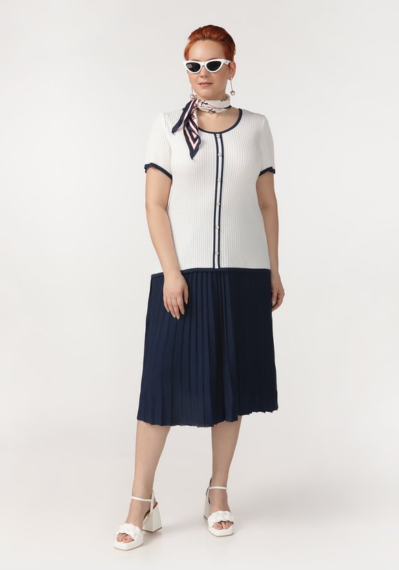 Юбка миди на резинке с имитацией плиссе шир.  580, рис. 7