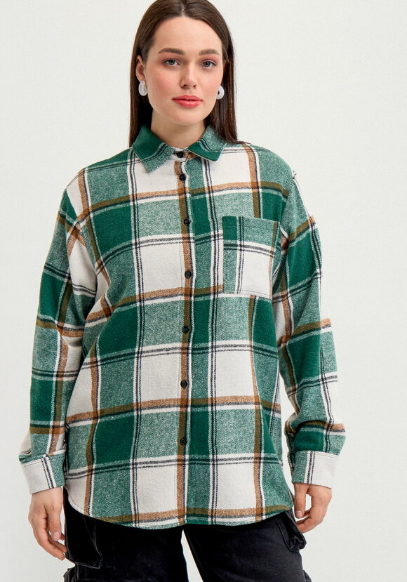 Рубашка в клетку с накладным карманом шир.  580, рис. 44