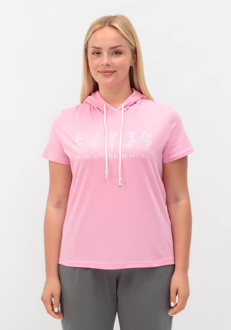 Футболка с капюшоном и лаконичным принтом шир.  750, рис. 31