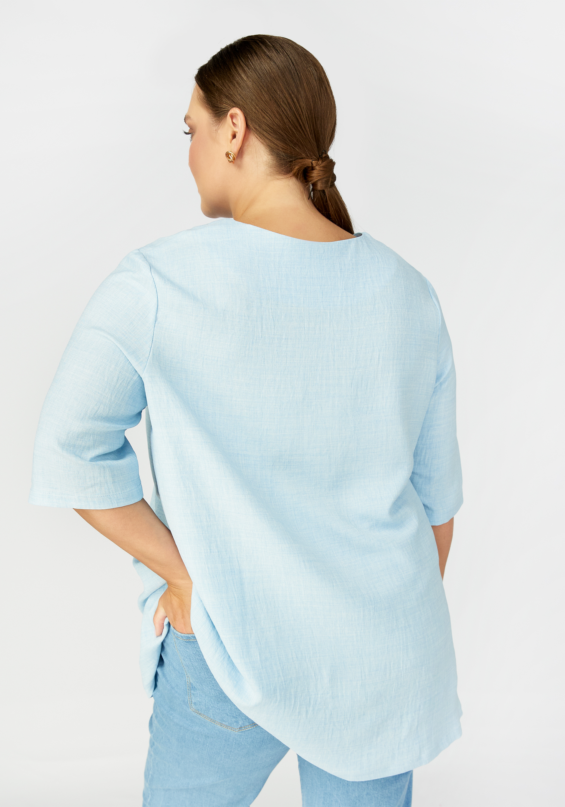 Блуза с планкой на пуговицах Manhattan, цвет белый, размер 60 - фото 4