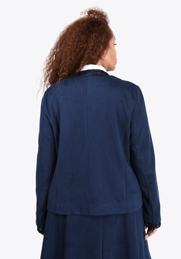 Пиджак на пуговицах с кружевной отделкой шир.  580, рис. 3