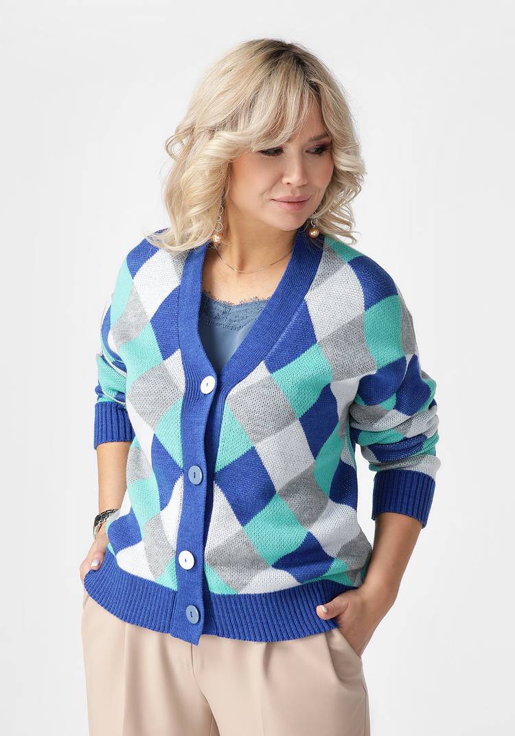 Кардиган Яркие ромбы шир.  750, рис. 21