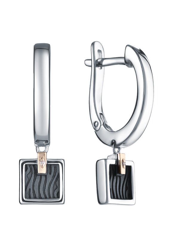 Серьги серебряные с бриллиантом Венера шир.  580, рис. 1