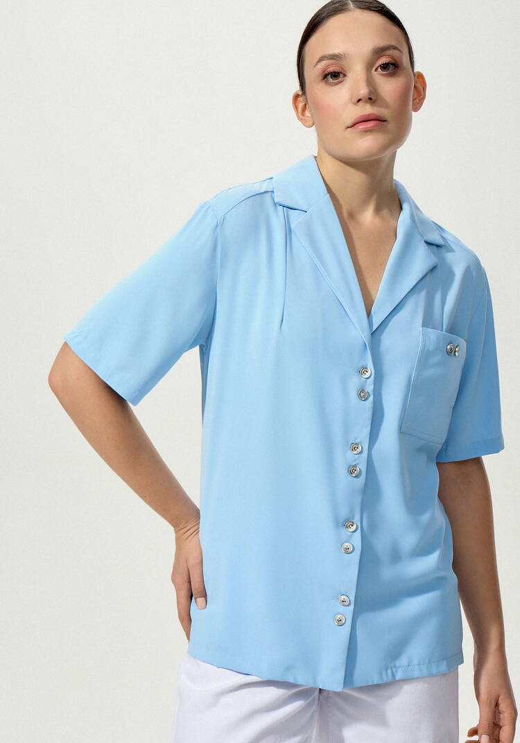 Блуза с однобортным воротником шир.  750, рис. 7