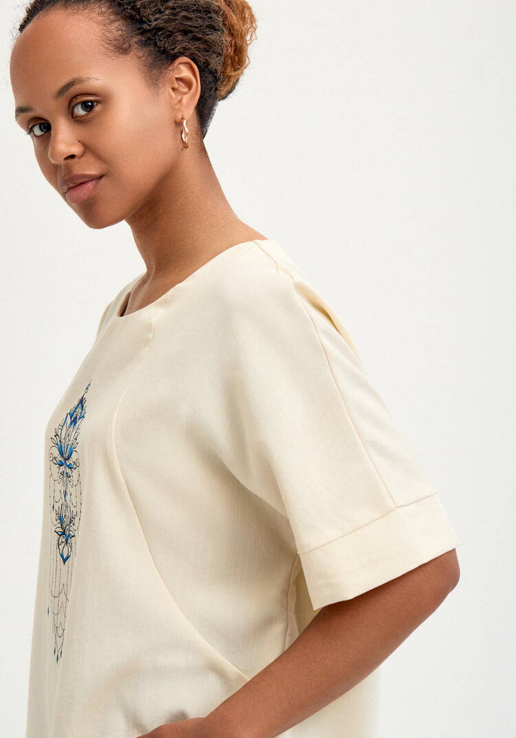 Блуза изо льна с интересным принтом шир.  750, рис. 14