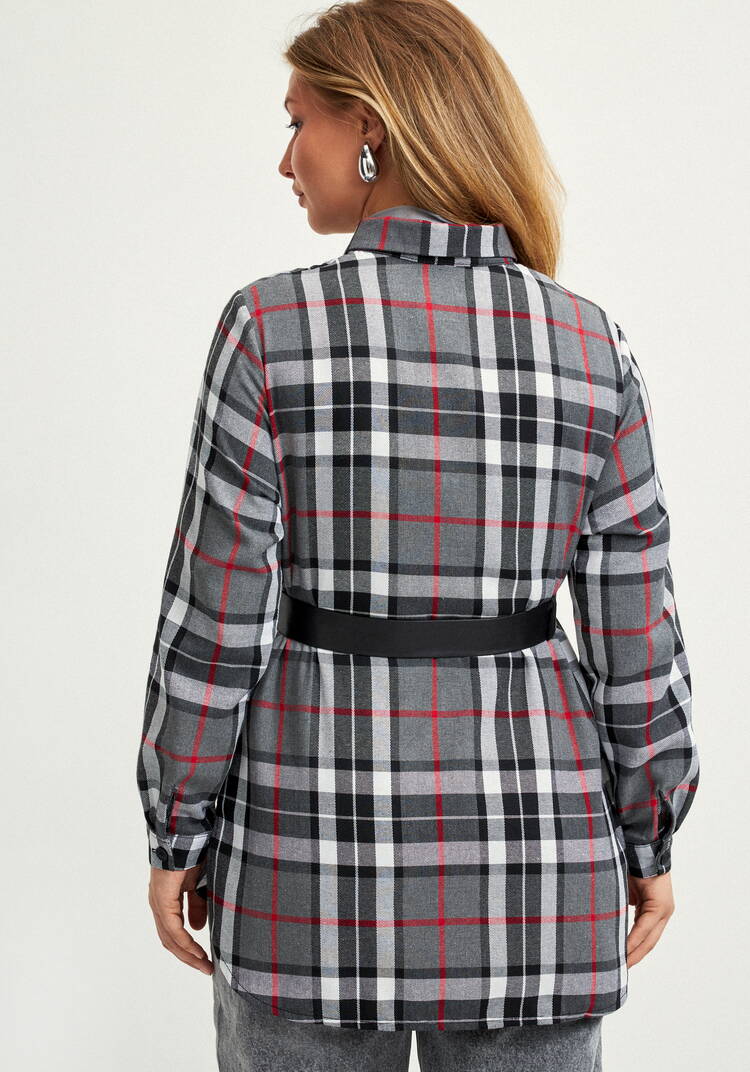 Рубашка в клетку с поясом шир.  750, рис. 3