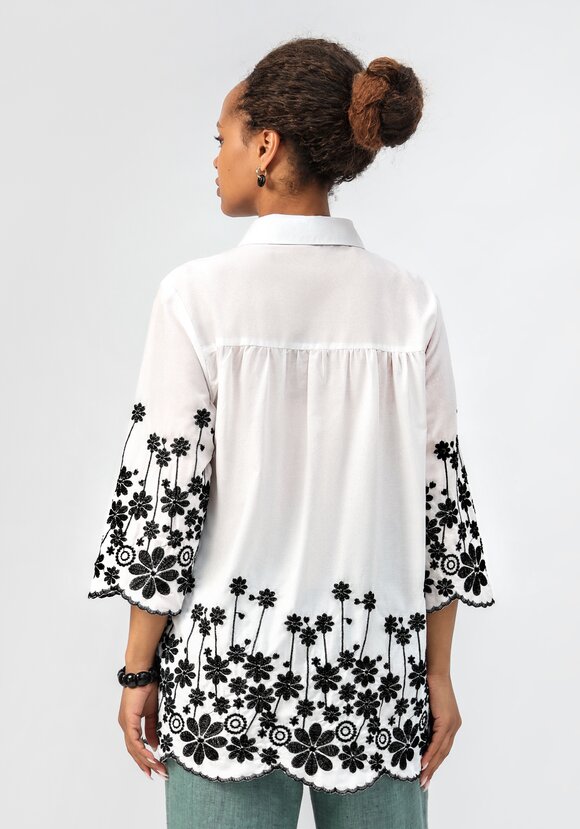 Блуза с цветочной вышивкой на пуговицах шир.  580, рис. 11