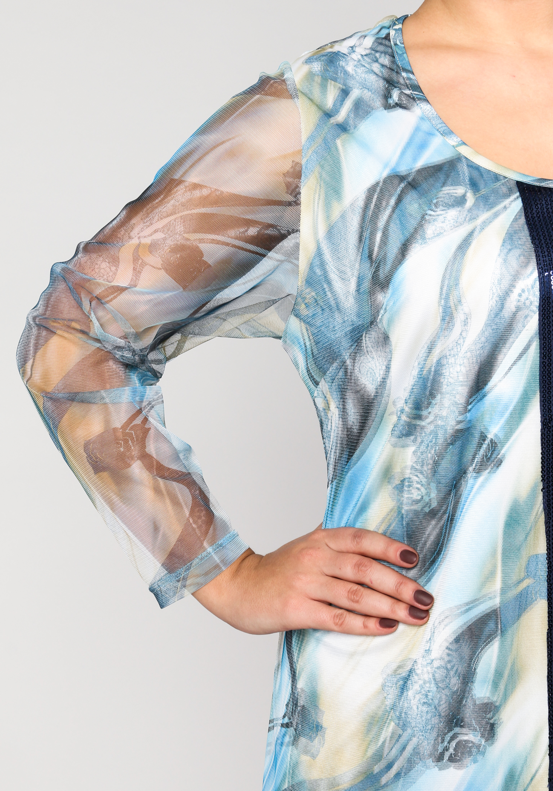 Платье с ажурными вставками GalaGrosso, размер 52, цвет синий - фото 5