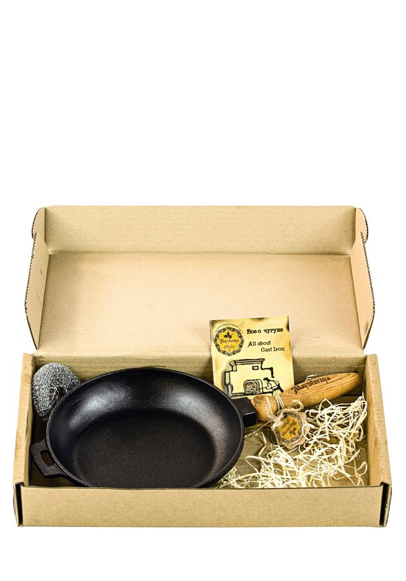 Сковорода чугунная литая с деревянной ручкой шир.  580, рис. 2