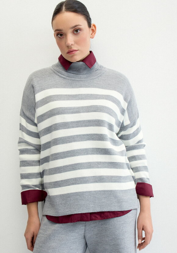 Свитер в полоску с высокой горловиной шир.  580, рис. 18