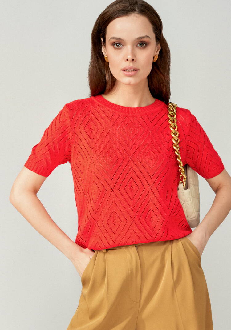 Джемпер с коротким рукавом ажурный шир.  750, рис. 9