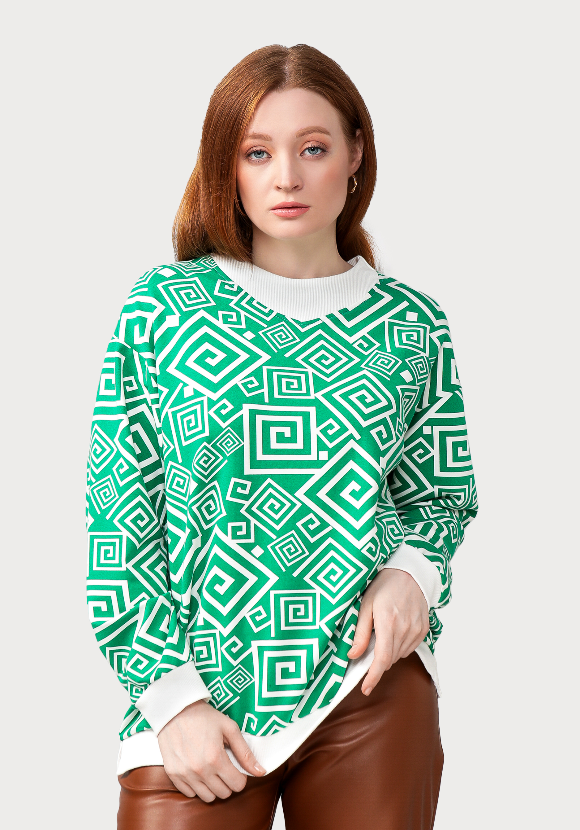Джемпер из трикотажной ткани Frida, размер 50-52, цвет зеленый