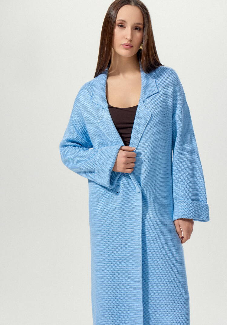 Пальто женское структурной вязки шир.  750, рис. 13