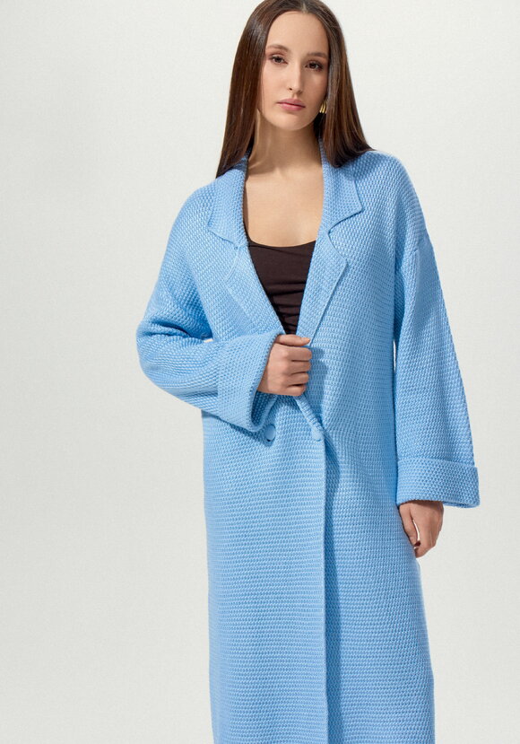 Пальто женское структурной вязки шир.  580, рис. 13