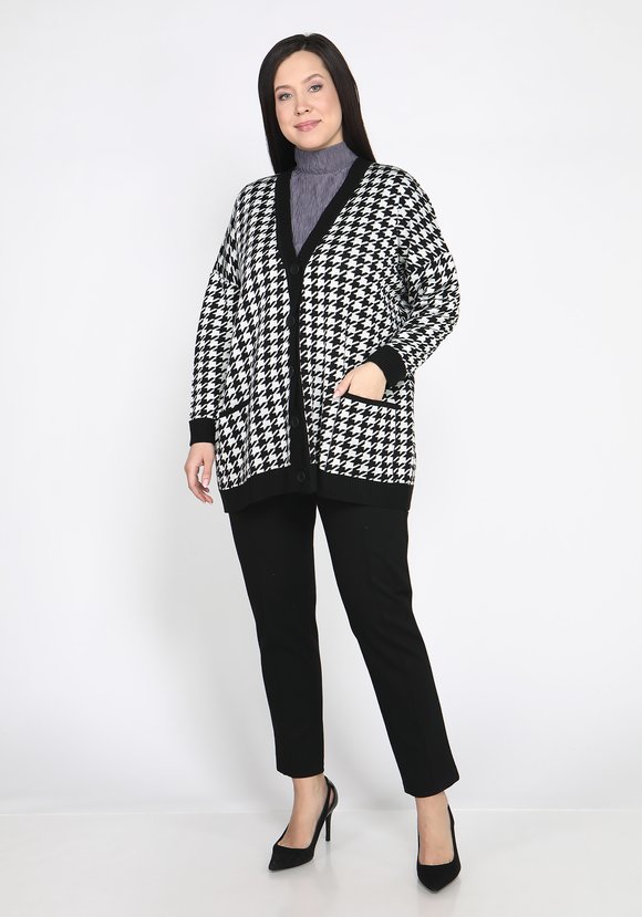 Кардиган на пуговицах в гусиную лапку шир.  580, рис. 9