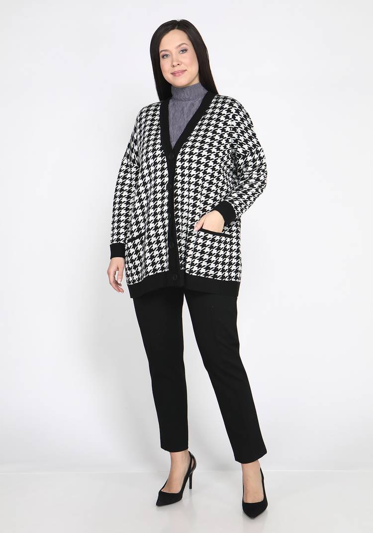 Кардиган на пуговицах в гусиную лапку шир.  750, рис. 9