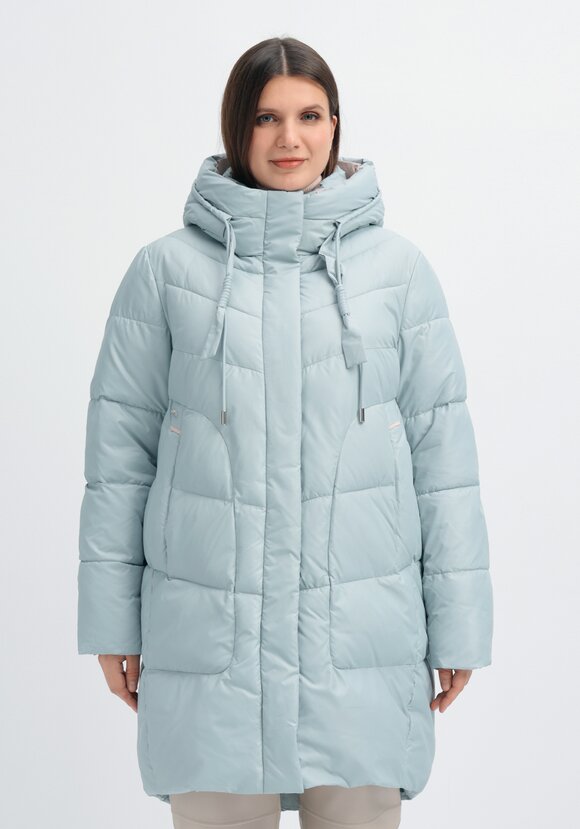 Пуховик стеганый с контрастным капюшоном шир.  580, рис. 14