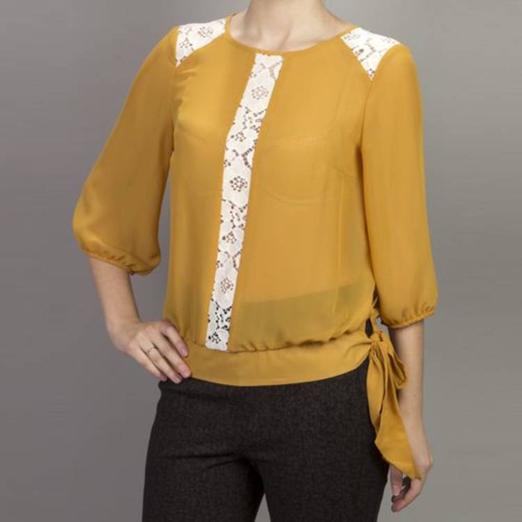 Шифоновая блуза с цветочным кружевом шир.  750, рис. 1
